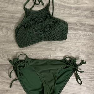 Mesh bikini halter-top with gel pads